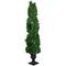 4.5ft. Pre-Lit Artificial Cedar Double Spiral Topiary Tree in Urn Style Pot, Clear Lights